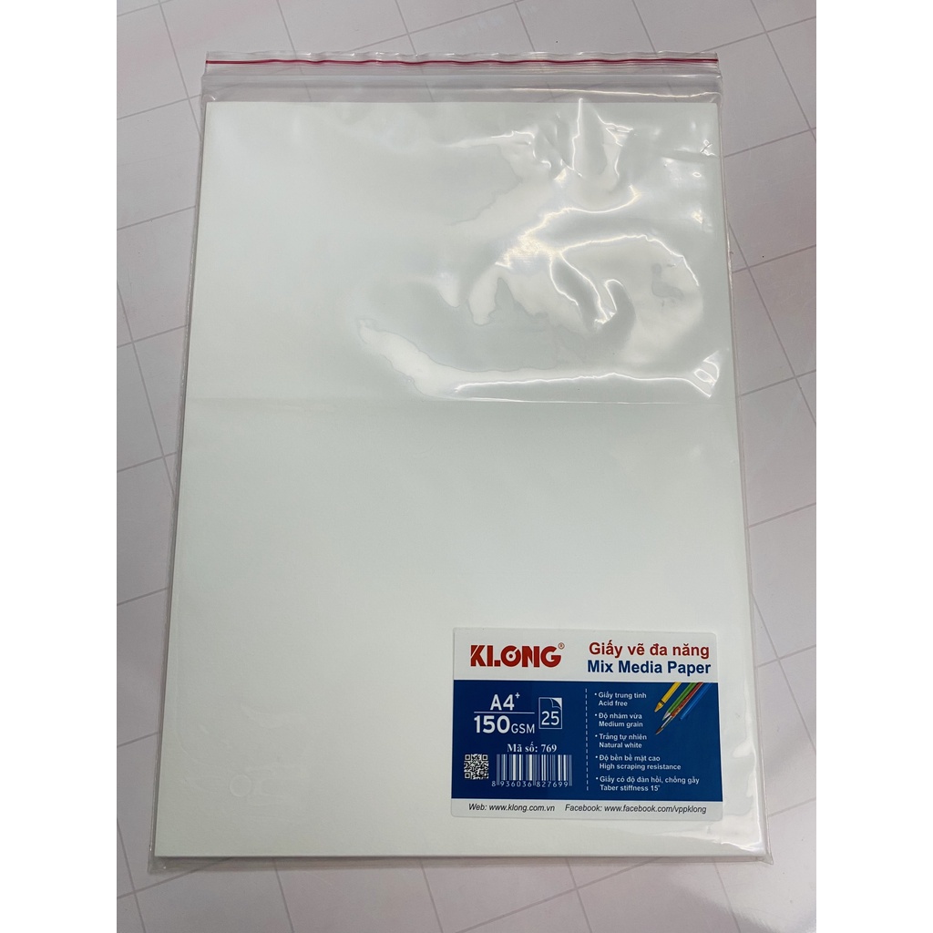 [HADI] KLONG Giấy vẽ 150GSM cao cấp size A4 - 25 tờ (MS:769)