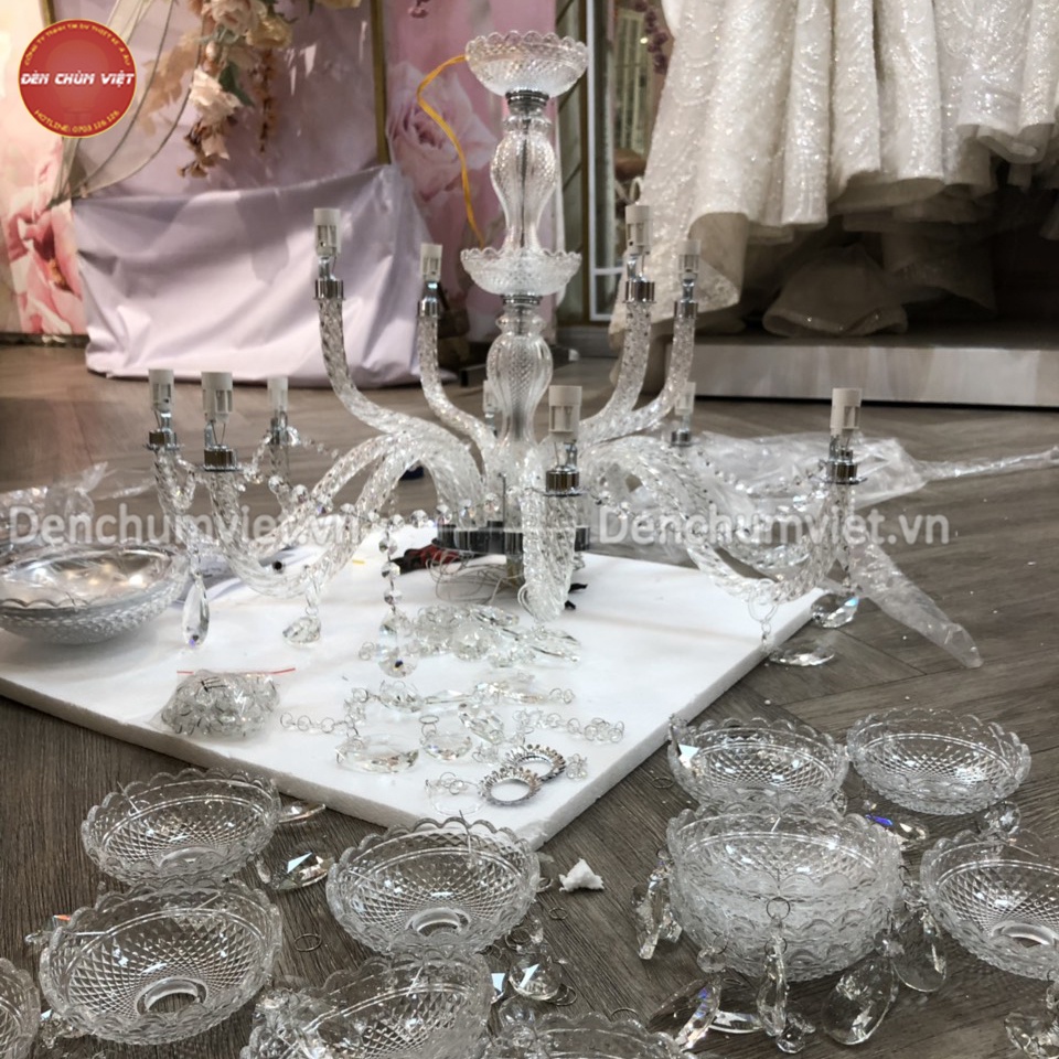 Đèn chùm thủy tinh cao cấp trang trí phòng khách, phòng ngủ, nhà hàng...
