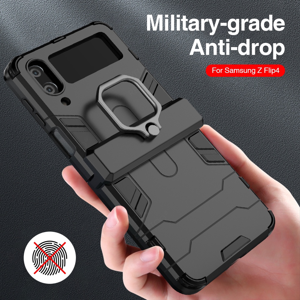 Heavy Duty Shockproof Bumper Protect Case For Samsung Galaxy Z Flip 4 5G flip4 Holder Ring Armor Cover
