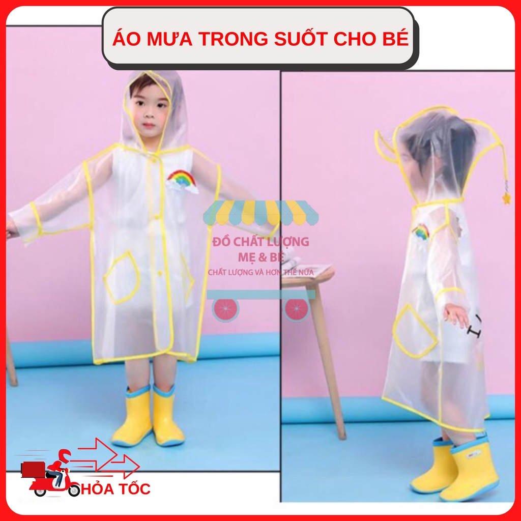 Áo mưa trong suốt, không mùi an toàn cho bé cao 80cm-120cm