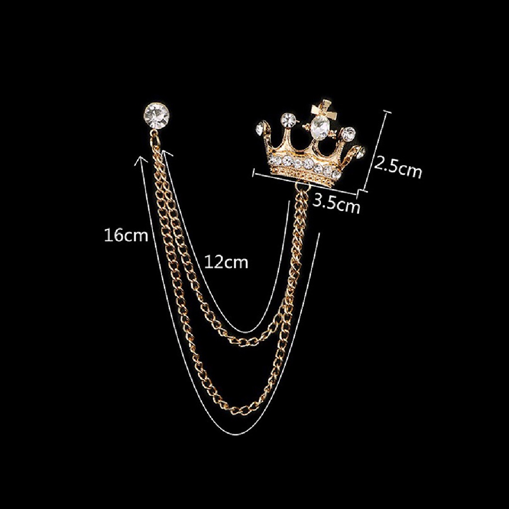 BGJY Fashion Crown Chain Tassel Brooch Pin Collar Badge Corsage Men Women Jewelry NEW