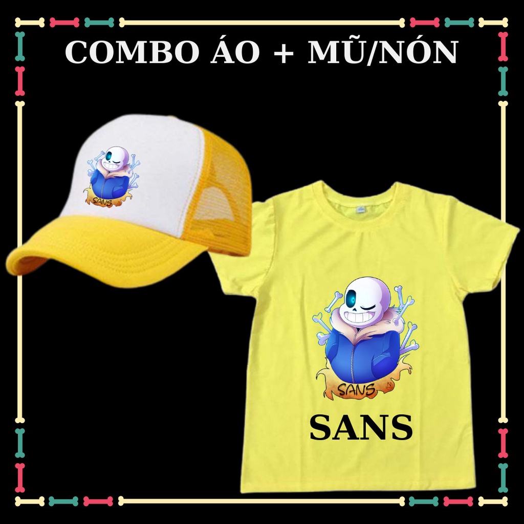 Combo Áo bé Sans Undertable mũ/nón mẫu bé sans cho trẻ em siêu cute size áo từ 10kg đến 90kg