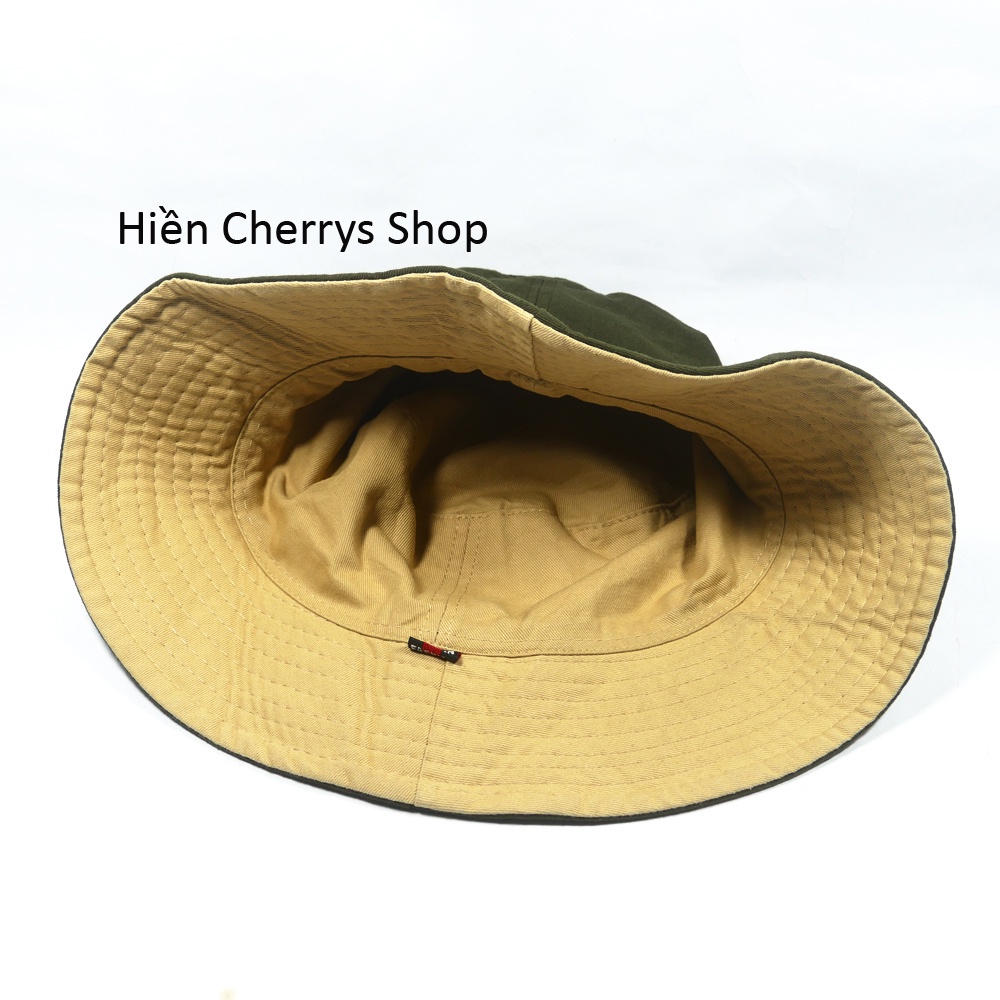 Nón bucket 2 mặt thêu mặt da in chữ Fashion sành điệu thích hợp cho mọi người
