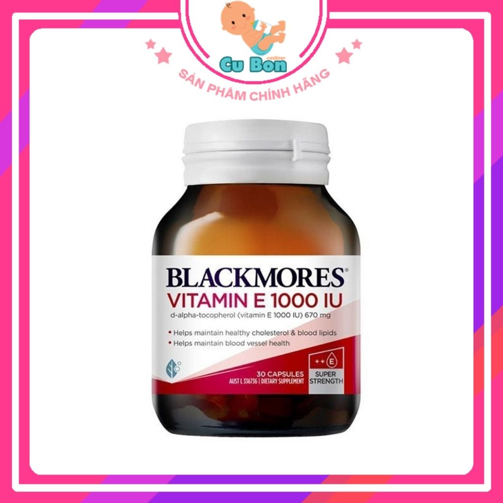 Vitamin E 1000IU Blackmores Natural của Úc 30 viên cho người từ 12 tuổi
