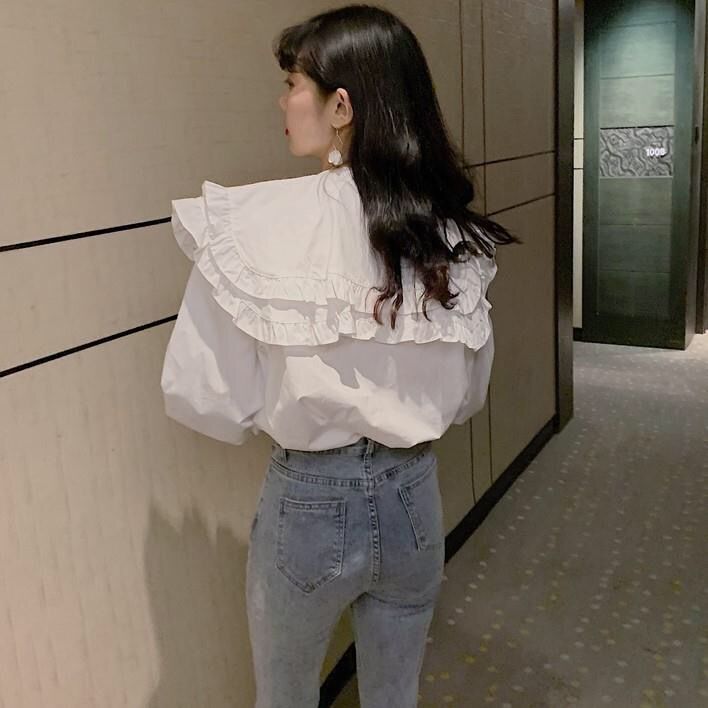 Áo kiểu nữ dáng rộng tay dài thời trang