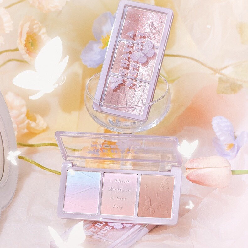 Bảng phấn má hồng 3 màu HOLD LIVE XIAOYUMI Secret Garden Blush Gradient Cheek Purple Blue Tea Holdlive HL461 HLIV61