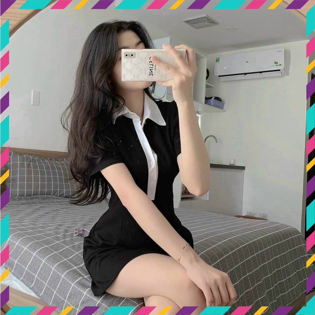 Đầm Nữ, Váy Nữ Polo Cổ Phối Trắng Dáng Ôm Siêu Xinh | BigBuy360 - bigbuy360.vn