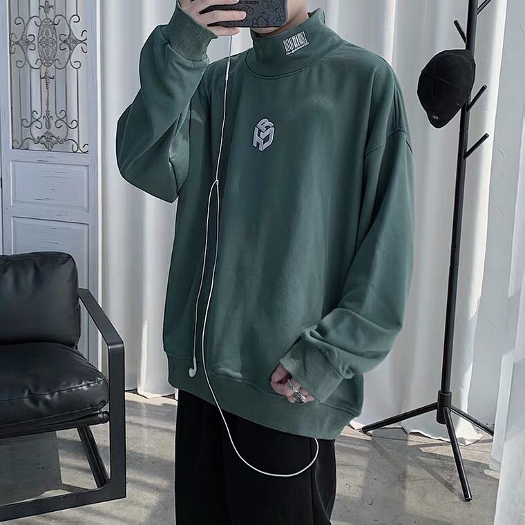 Áo sweater tay dài cổ cao trơn màu hợp thời trang cho nam  | BigBuy360 - bigbuy360.vn