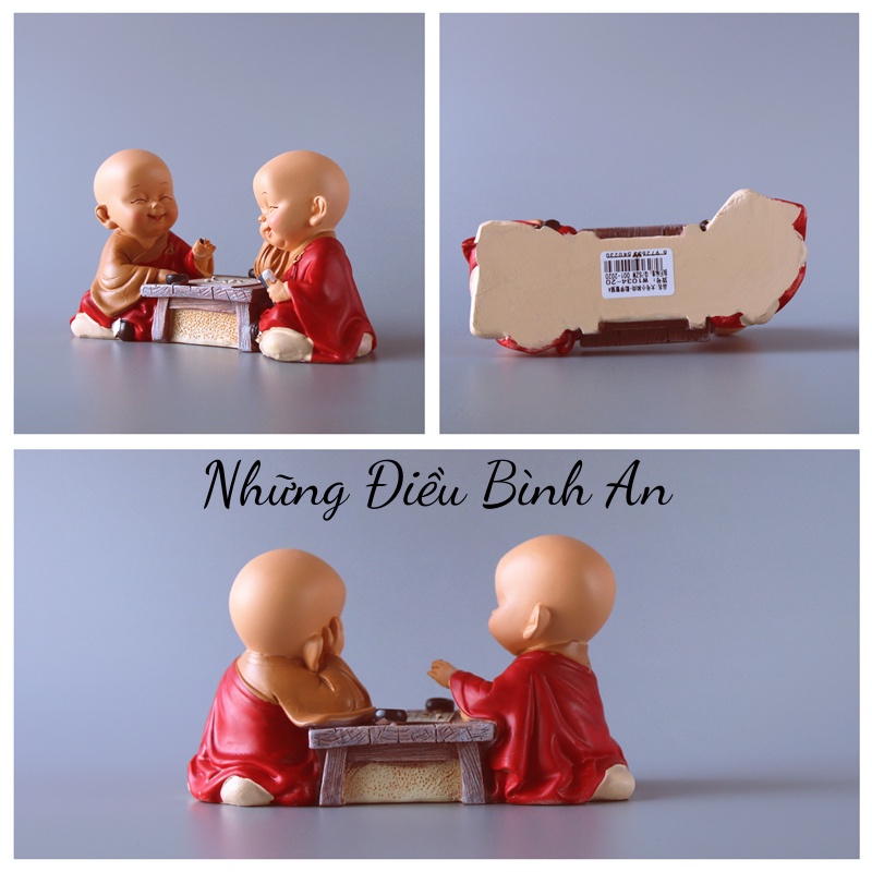 Tượng hai chú tiểu đánh cờ khoác cà sa/ Tượng phong thủy 💕FREESHIP 50k💕 Những Điều Bình An