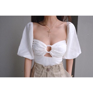 Sale Áo bẹt vai phối khoen đẹp