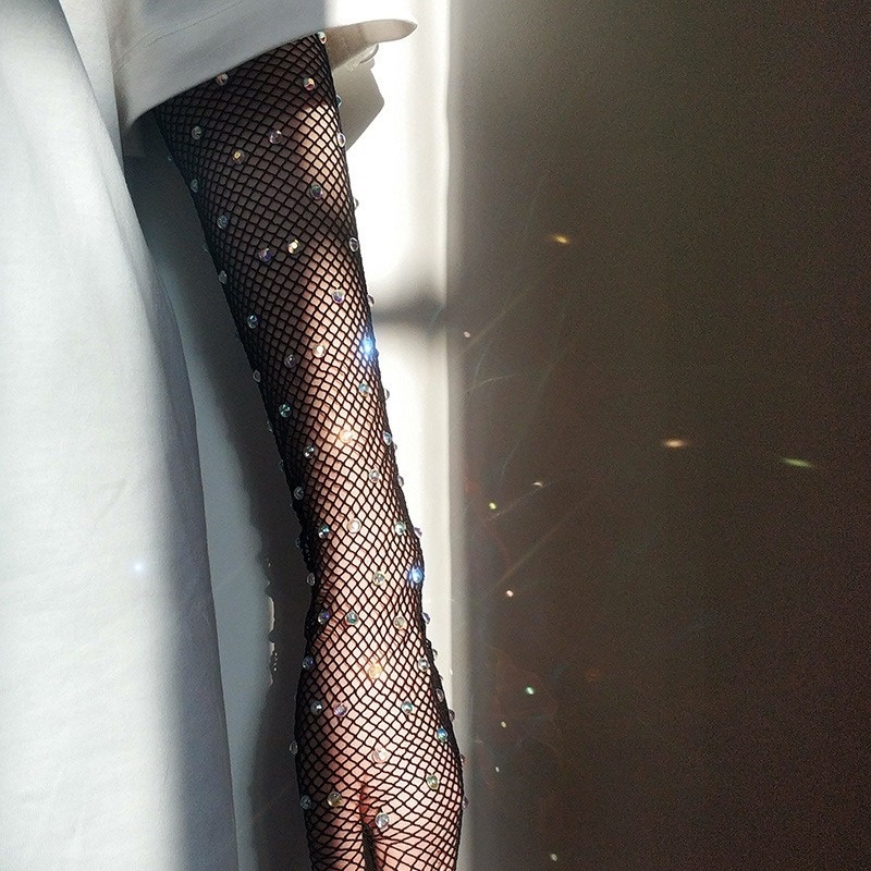 Găng Tay Lưới Dài Đính Đá Lấp Lánh Thời Trang Cho Nữ