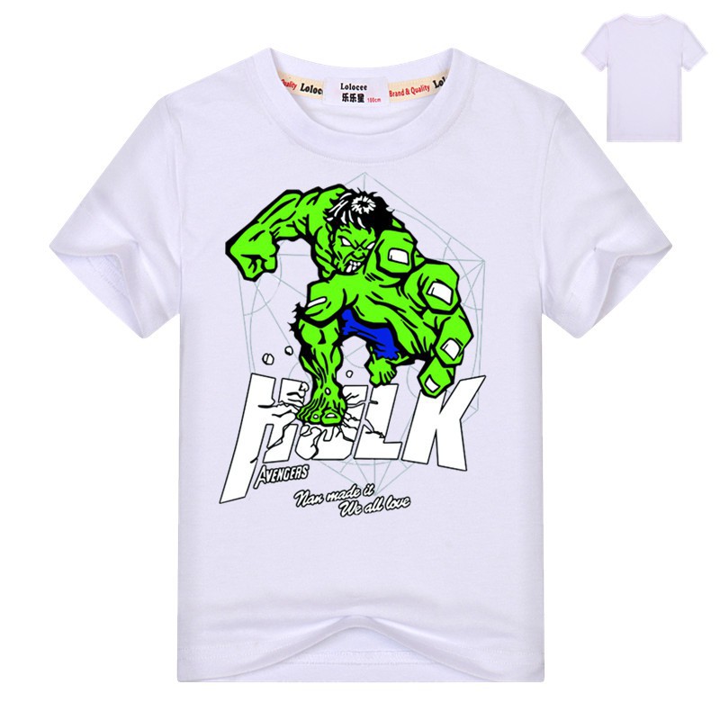 Phim hoạt hình nam siêu anh hùng TShirt Marvel Avengers Alliance HULK Tee Boy Cotton Summer Tops