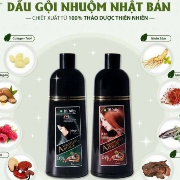 [ GIÁ GỐC] Combo Dầu Gội Nâu Tóc Thảo Dược Argan Oil Bibop và Dầu Gội Phủ Bạc Đen Tóc Bibop