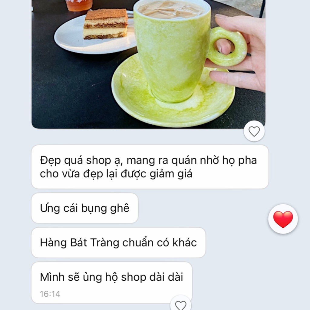 Bộ ly Cafe Latte 330ml - Gốm Bát Tràng cao cấp
