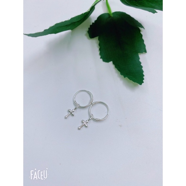 Khuyên tai hoa nhí tròn bạc thật siêu nét NGỌC MẬU trăng sao