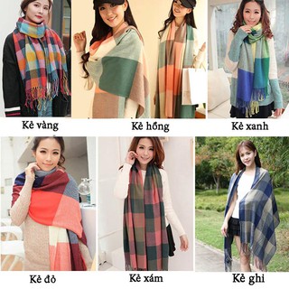 Khăn choàng kẻ caro lớn - khăn giữ ấm