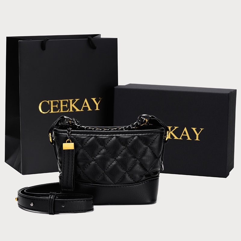 🌸Hàng Order🌸 Túi Xách Nữ CEEKAY Kẻ Lưới Da Trần Khóa Kéo Quai Da Phối Xích Sang Chảnh Nữ Tính 🌸Hàng Quảng Châu