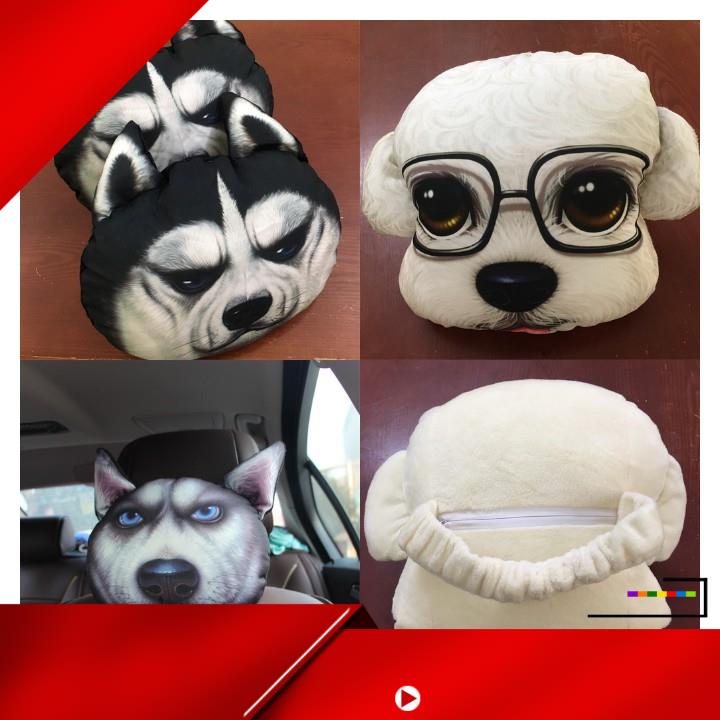 Gối tựa đầu 3D in hình mặt thú cute