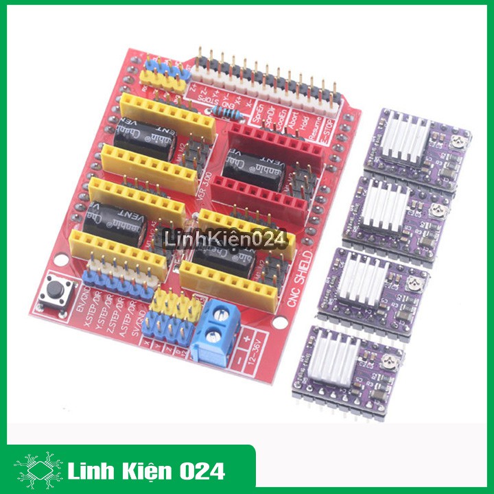 COMBO MÔ ĐUN UNOR3 + SHIEL ARDUINO UNO R3+ 4 MODULE DRV8825