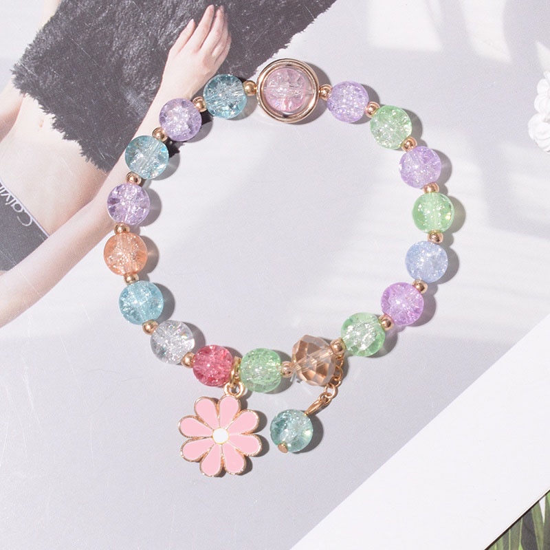 Vòng Tay Hình Hoa Cúc Đính Đá Pha Lê Nhiều Màu Sắc Thời Trang Dành Cho Nữ