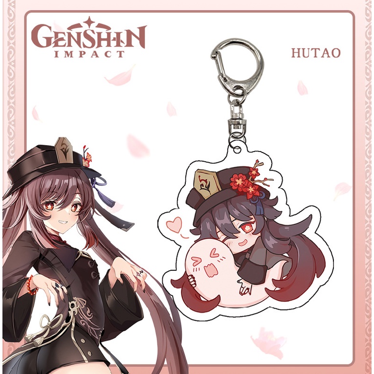 Móc Chìa Khóa Bằng Acrylic In Họa Tiết Hoạt Hình HuTao Dễ Thương