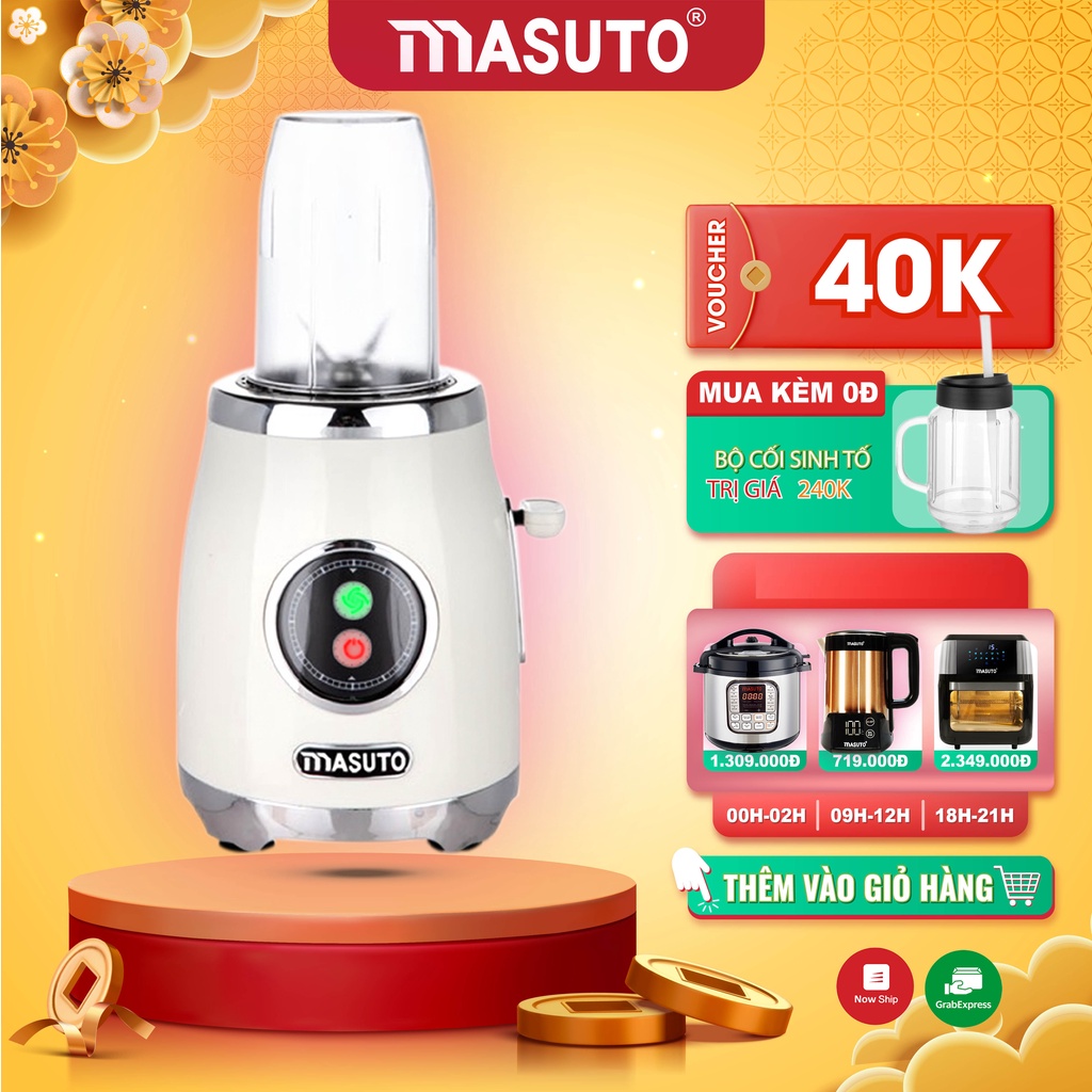 Máy xay sinh tố đa năng Masuto Blender 2 cối 0,6L say sinh tố đá hạt siêu nhuyễn mịn chỉ 10s SINH TỐ HẠT