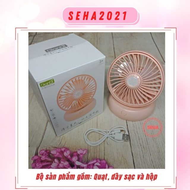 [Mã ELHA22 giảm 5% đơn 300K] Quạt Tích Điện Mini Cầm Tay Sạc Điện DianDi Dung Lượng Pin 1200mah Seha2021