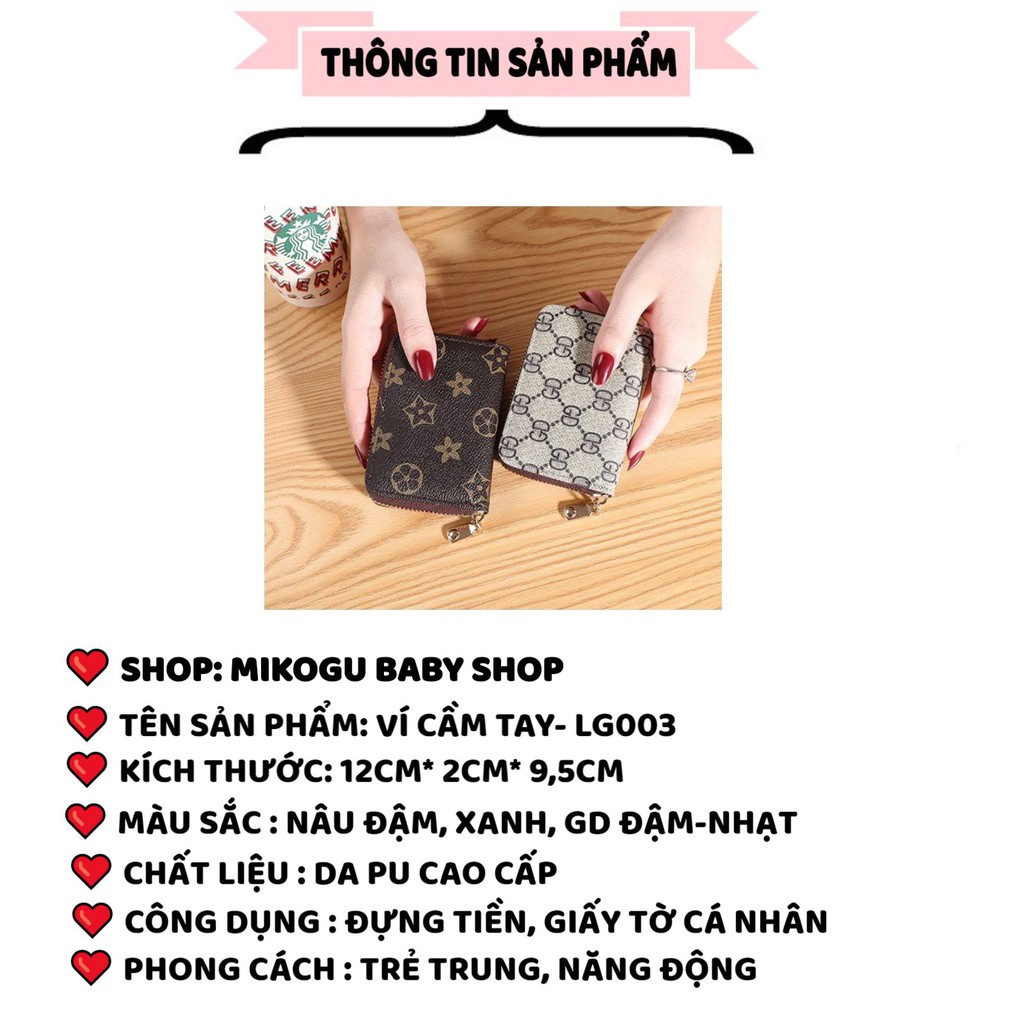 Ví Da ❤️Ví Nữ kéo khóa thời trang cho nam và nữ tiện lợi gọn gàng thời trang mã LG003