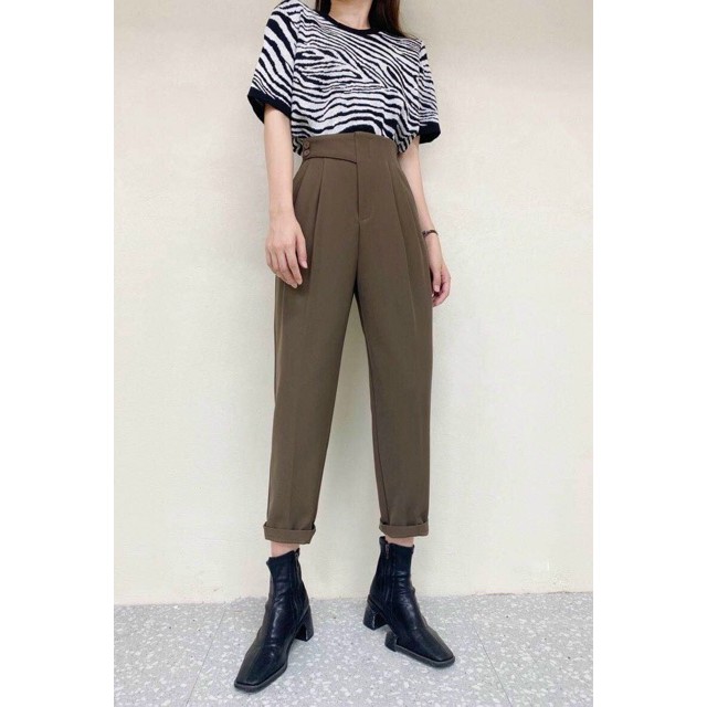 Quần BAGGY cạp lệch hot hit vải tuyết mưa Hàn