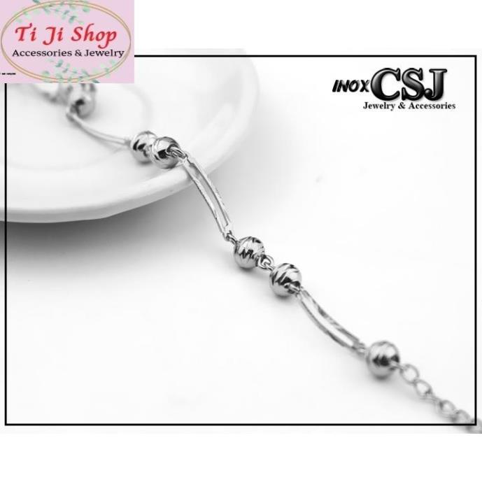 Lắc tay nữ inox mạ vàng chạm máy cách điệu thời trang