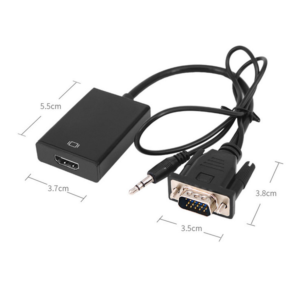 Dây Cáp Chuyển Đổi Vga Sang Hdmi Với Giắc 3.5mm Âm Thanh 1080p Cho Pc Laptop Sang Hdtv