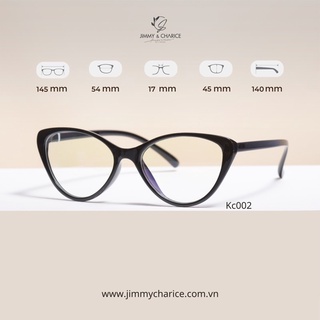 Gọng kính cận  Jimmy & Charice mắt mèo nữ chất liệu dẻo không gãy, chống tia UV (cắt cận loạn viễn theo yêu cầu) Kc002
