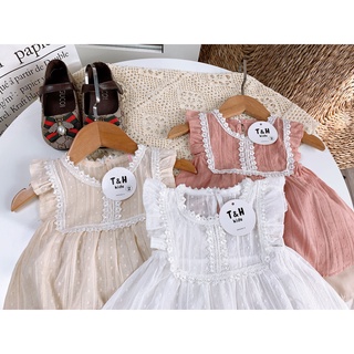 Set áo đũi thêu tay bồng dễ thương cho bé gái