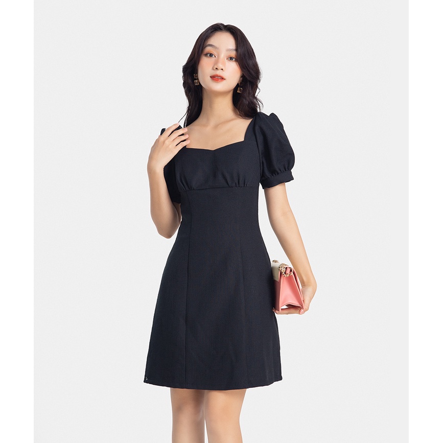 Đầm Ngắn Nữ HNOSS Tay Phồng Vải Linen HNDNG019
