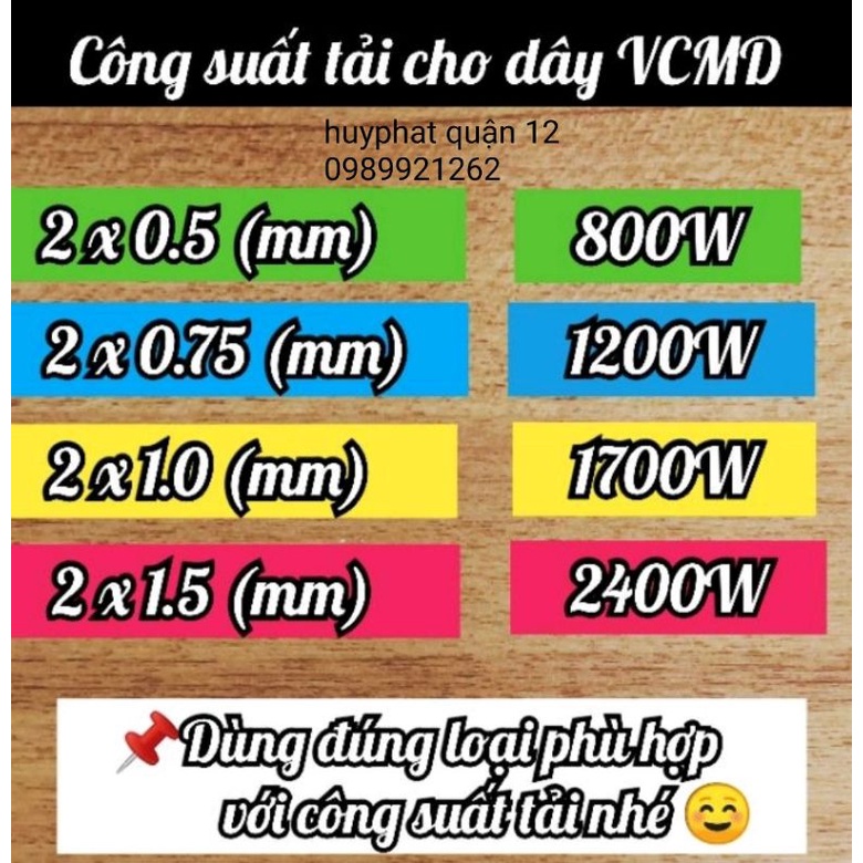 CADIVI] Dây Điện Đôi VCmd / 2x0.5 - 2x0.75 - 2x1.0 - 2x1.5 -2x 2.5