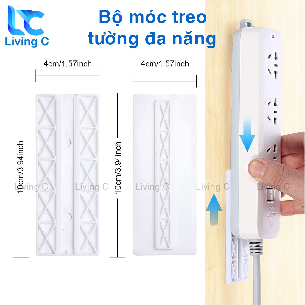 Treo cục phát wifi , ổ cắm điện , remote với bộ dán tường Living C tháo lắp tiện lợi _T24