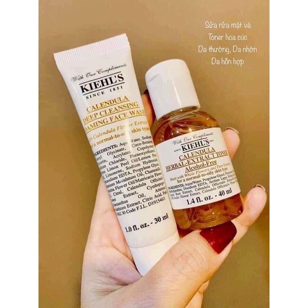Sữa Rửa Mặt Và Toner Hoa Cúc Kiehls Calendula Minisize - Srm Cúc
