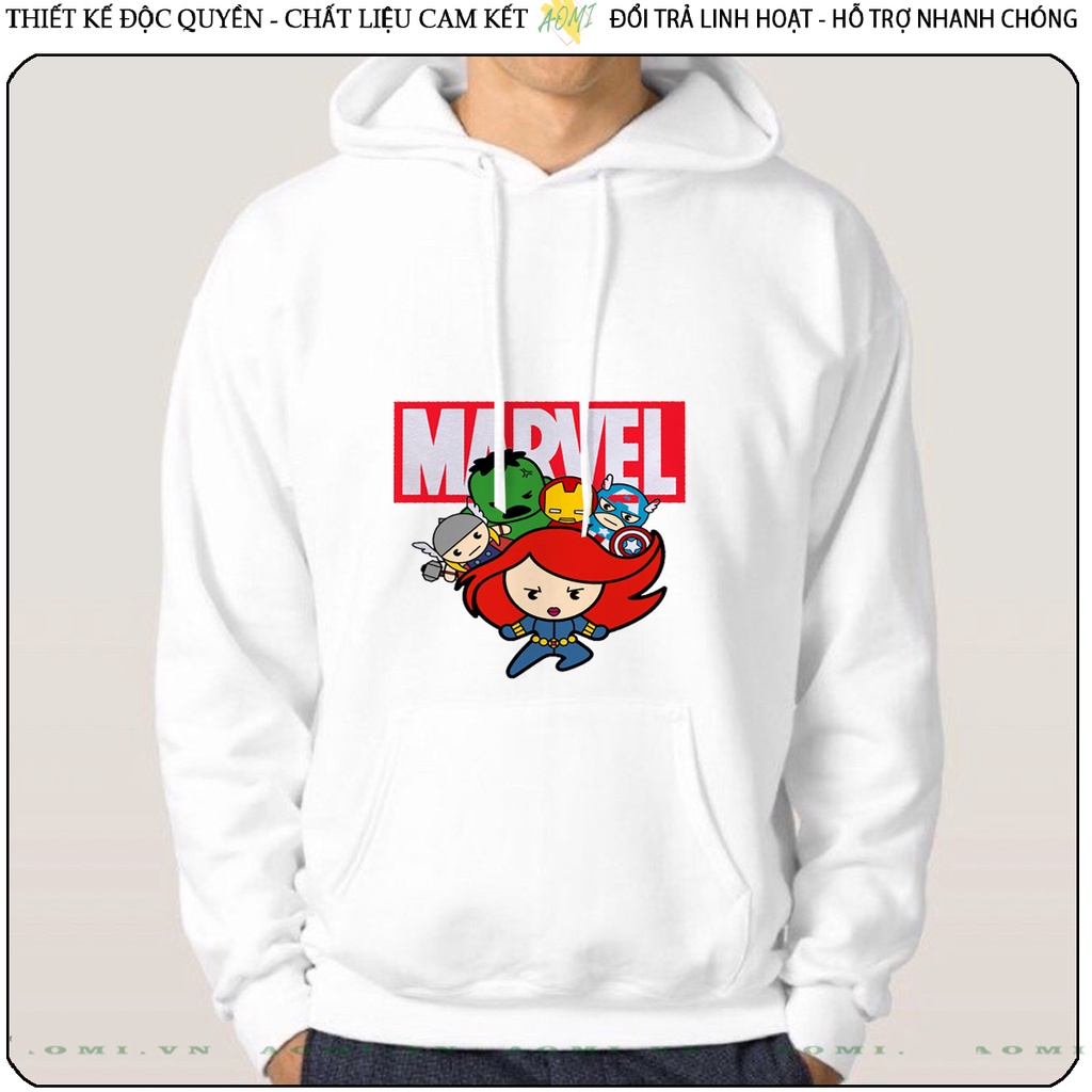 Áo khoác Nỉ Bông HOODIE Avengers Kids MCU tay dài da cá mũ trùm đầu unisex full size AOMIVN