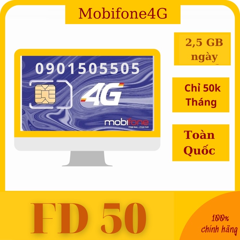 [FD50+ HSV50] SIM 4g MOBiFONE với 4gb/ngày giá chỉ 50k. Sim sử dụng năm.