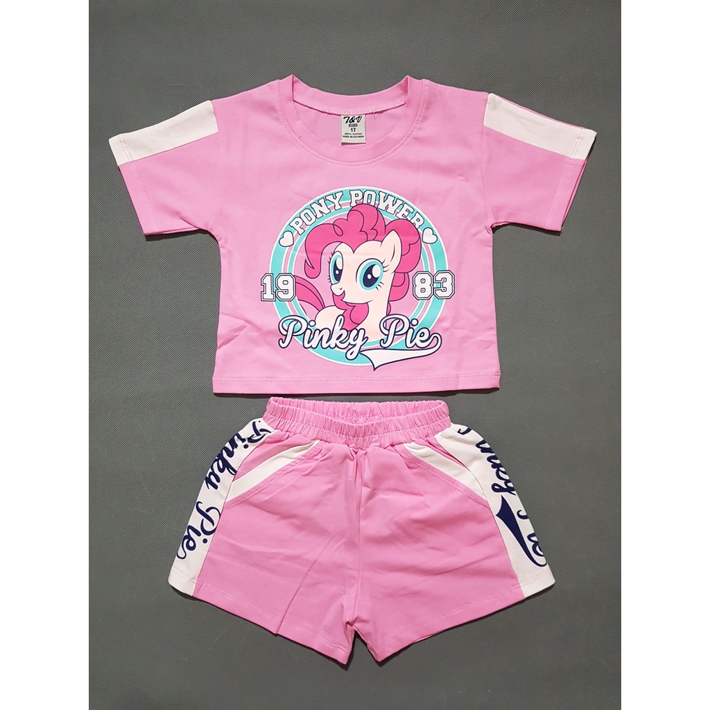 Bộ thun cotton bé gái in ngựa pony pinky pie bé 10-40kg