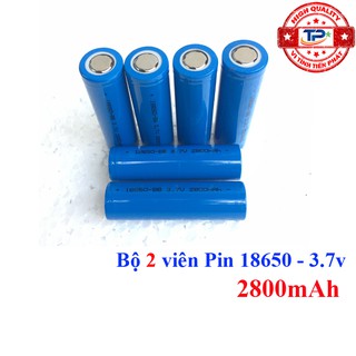 Bộ 2 pin sạc 18650 3.7V 2800mAh dùng cho đèn sạc, quạt sạc, đèn pin, đồ chơi điện tử, loa, sạc dự phòng ... đầu bằng