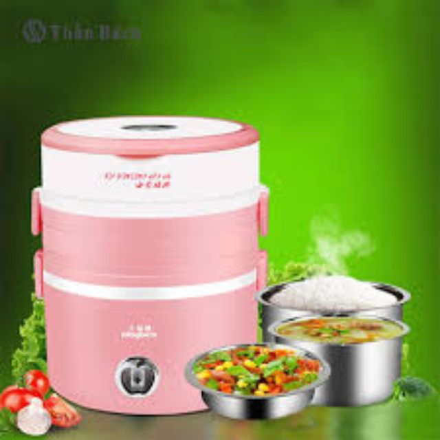 Hộp cơm cắm điện Lõi inox Playbear 3 ngăn đa năng | BigBuy360 - bigbuy360.vn