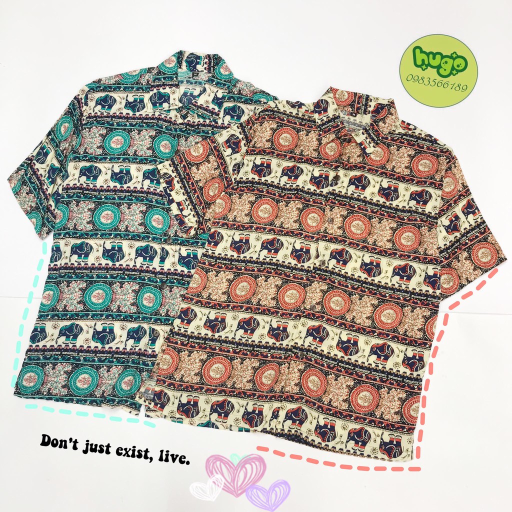 Áo thổ cẩm 🌈 Freeship 🌈 Áo sơ mi lanh thái hoạ tiết thổ cẩm phom to nhiều màu | BigBuy360 - bigbuy360.vn