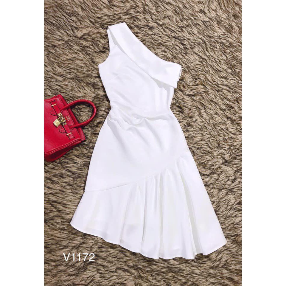 [ xả kho ] MiD Váy trắng cổ chéo V1172  Mie Design kèm ảnh thật