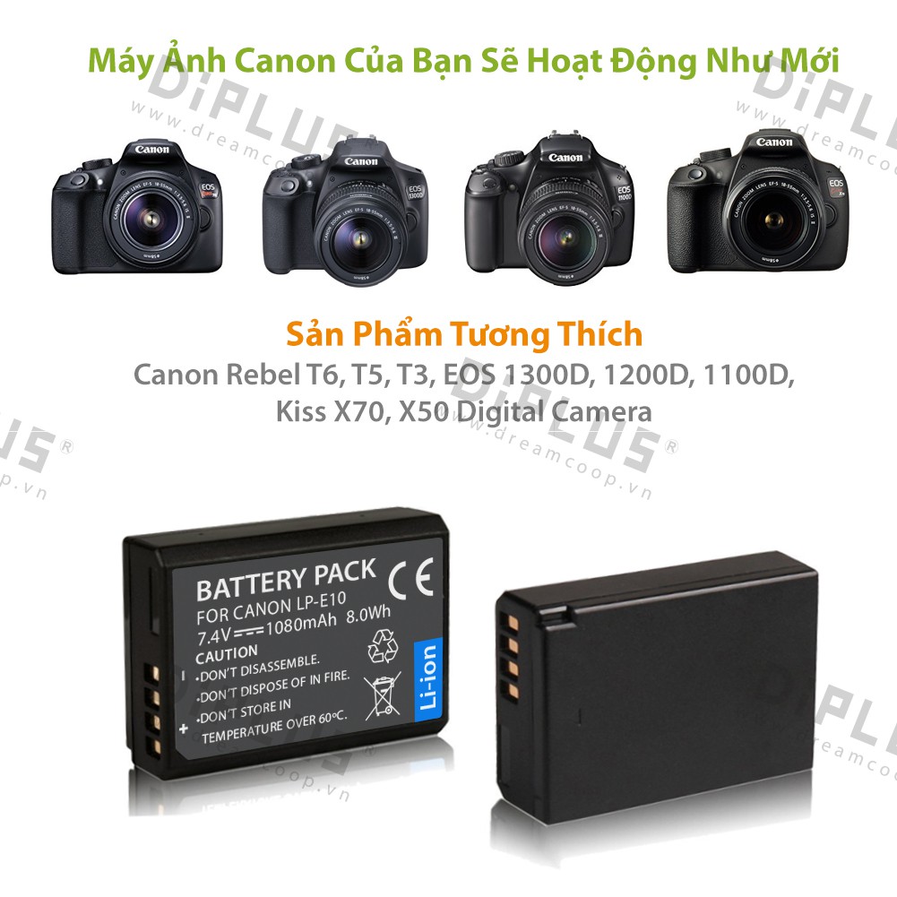 Pin máy ảnh Canon LP-E10 pin máy ảnh Canon EOS Rebel T3 T5 T6 Kiss X50 X70 1100D 1200D 1300D Camera battery LP-E10 LPE10