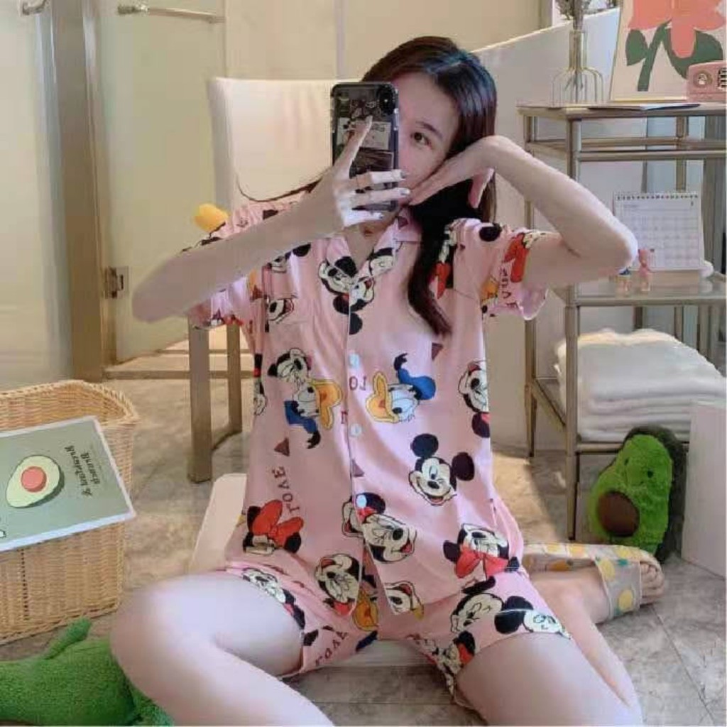 [ Mã WASTRUN4 giảm 10% tối đa 30K đơn 99K] Đồ bộ Pijama quần đùi áo cộc tay hoạt hình dễ thương mặc ngủ mặc nhà cho nữ