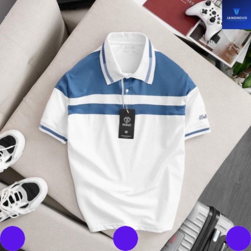 Áo polo nam nữ cộc tay cổ bẻ vải cá sấu cotton sọc ngang ngực, áo thun nam có cổ tay ngắn, mã Pln mzb thời trang bebe