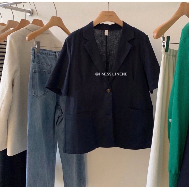 Sơ mi blazer nữ cộc tay cổ vest chất Linen cao cấp thiết kế Vinn Studio | BigBuy360 - bigbuy360.vn