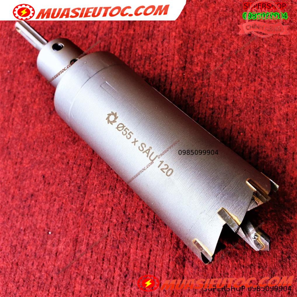 Mũi khoan rút lõi khoét tường gạch sâu Phi 55 x 120 mm không khoan bê tông, không khoan chế búa