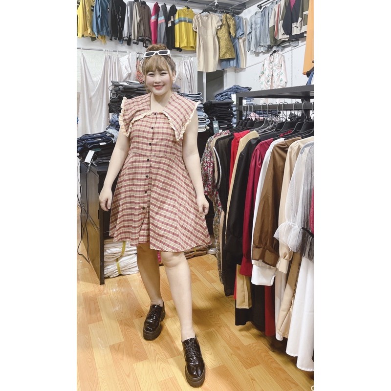 D565 ĐẦM CARO CỔ BÈO SÁT NÁCH 60-90kg | BigBuy360 - bigbuy360.vn